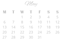 May M T W T F S S   1 2 3 4 5 6 7 8 9 10 11 12 13 14 15 16 17 18 19 20 21 22 23 24 25 26 27 28 29 30 31
